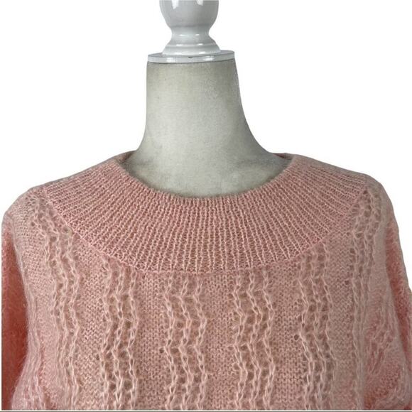 Vintage 80s Lowell & Whitney Kid Mohair Pullover Sweater Pink Size Medium - Picture 3 of 13